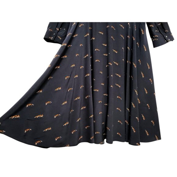 Hobbs London Lainey Shirt Dress Navy Blue Fox Print - Picture 10 of 15